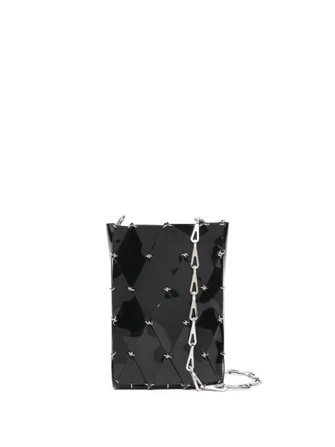 Rabanne diamond-pattern pierced shoulder bag Black 20ASS0187PLX042