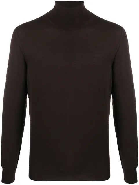 Drumohr fine-knit roll neck sweater Brown D0D104