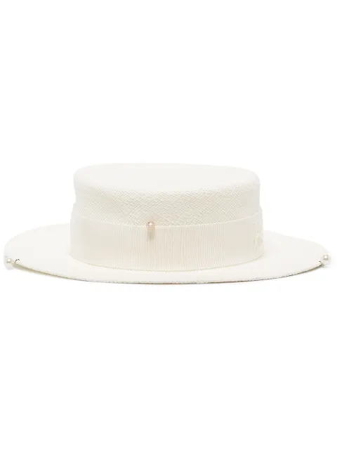 Ruslan Baginskiy chain strap boater hat White CNT035STRPRS2CHA