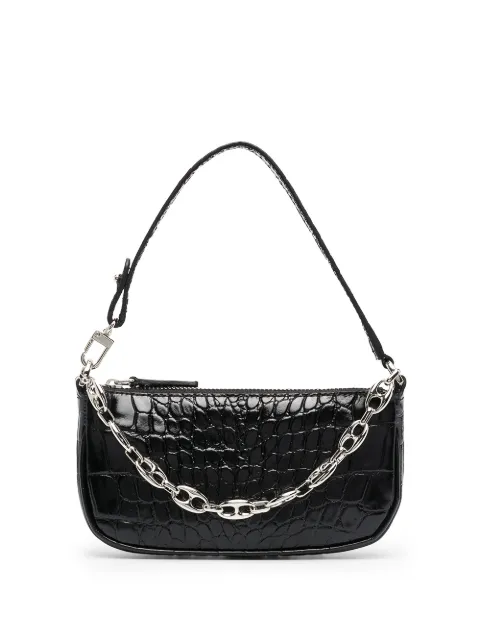 BY FAR crocodile embossed shoulder bag Black 20FWMIRABLDSMA