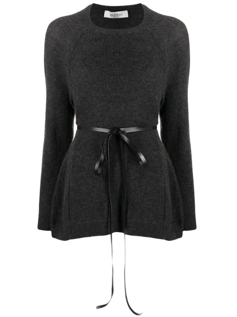 Valentino Garavani ribbon belted jumper Grey BKC19B61P