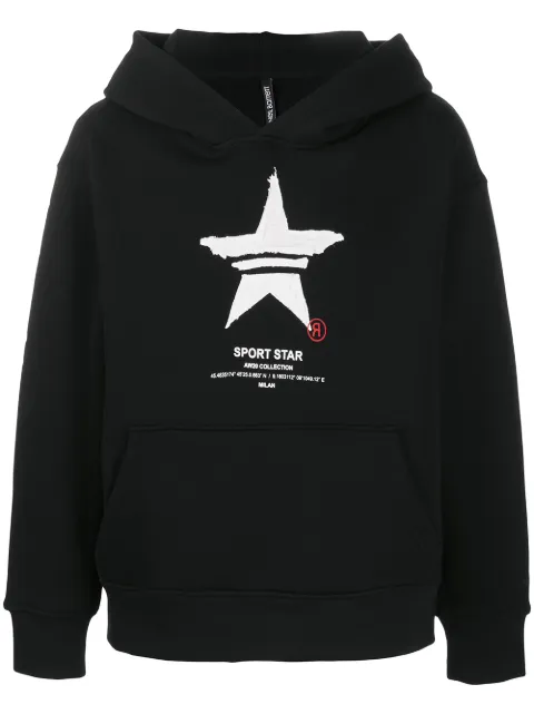 Neil Barrett hand-painted Sports Star print hoodie Black BJS690SBP597S