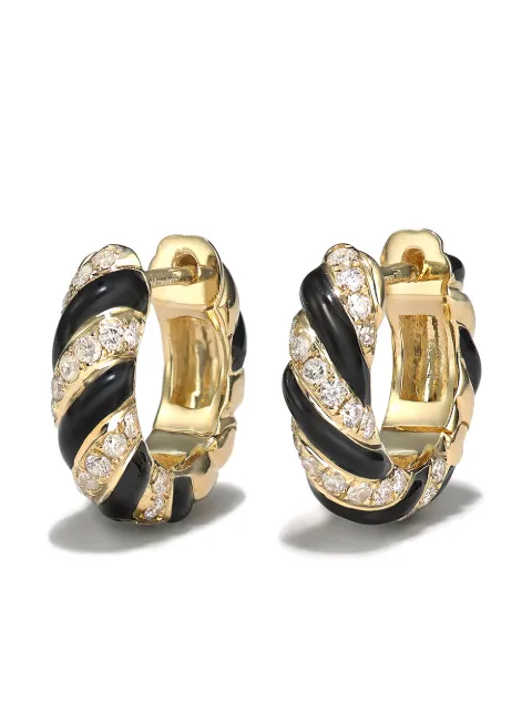 Yvonne Léon 9kt yellow gold crystal hoop earrings Gold PCREOLTORSNOIROJ