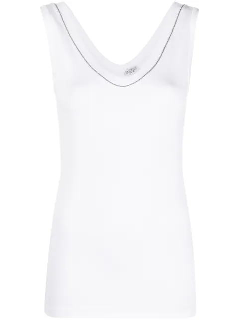 Brunello Cucinelli crystal-detail vest top White M0TC8BJ312C159