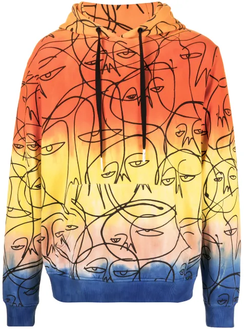 Haculla graphic print ombre hoodie Yellow HA02BAKH01