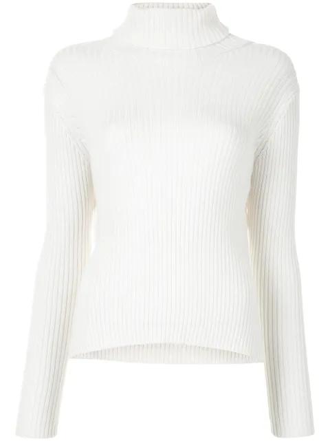 Y's roll-neck ribbed-knit jumper White YRK07182