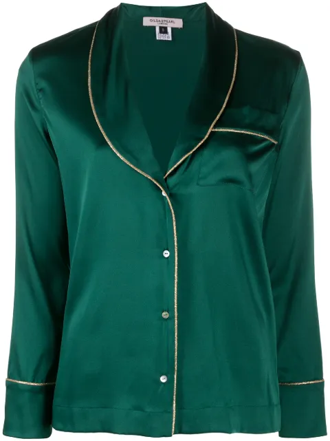 Gilda & Pearl backstage silk pj set Green 5001EMERALD