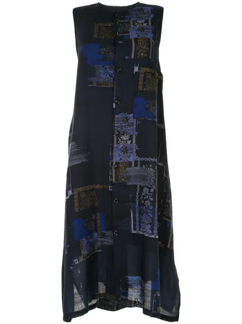 Y's abstract print knitted dress Blue YRD13112