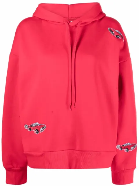 Natasha Zinko car-embroidered jersey hoodie Red SS2150219