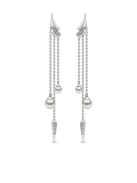 Yoko London 18kt white gold Trend diamond pearl drop earrings Silver Q2086EARR7F