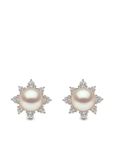 Yoko London 18kt yellow gold diamond pearl Trend earrings Gold TEM02166F