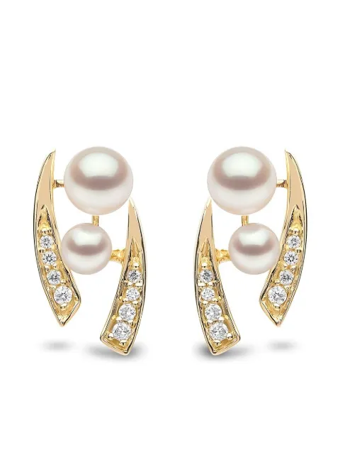 Yoko London 18kt yellow gold diamond pearl Trend stud earrings Gold TEM02336F