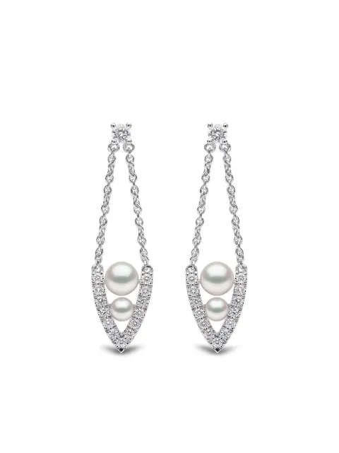 Yoko London 18kt white gold diamond pearl Sleek earrings Silver QYE21897X