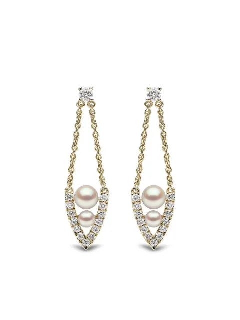 Yoko London 18kt yellow gold diamond pearl Sleek earrings Gold QYE21896X