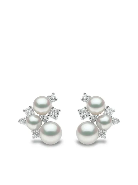 Yoko London 18kt white gold diamond pearl Trend stud earrings Silver TEM02287F