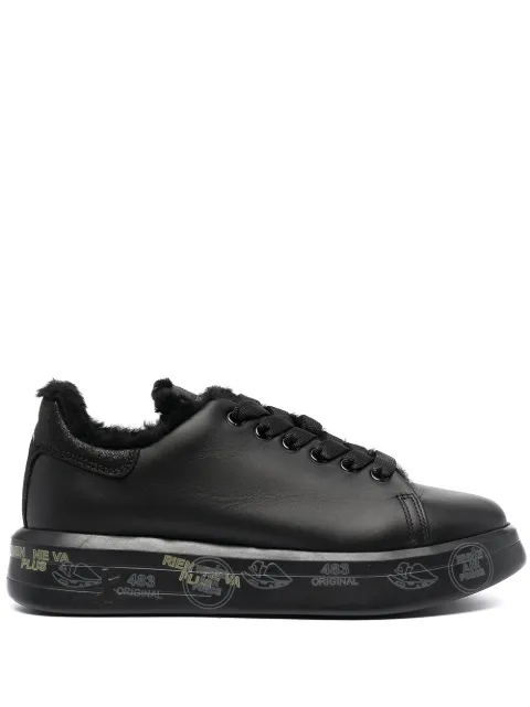 Premiata shearling-lined lace-up sneakers Black BELLE5074