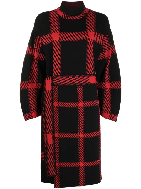 Stella McCartney check-print belted dress Red 602435S2216