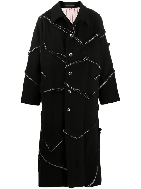 Yohji Yamamoto textured trim coat Black HRC16121