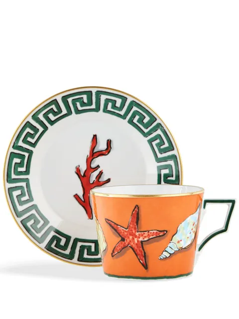 GINORI 1735 Viaggio di Nettuno teacups and saucers (set of 2) Orange 101RG00FX9178LXGENG00130300