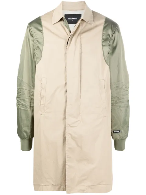 DSQUARED2 contrast-sleeve single-breasted coat Neutrals S74AA0232S35175