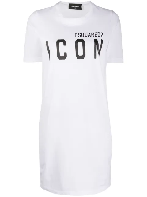 DSQUARED2 long-print T-shirt dress White S80CT0006S23009