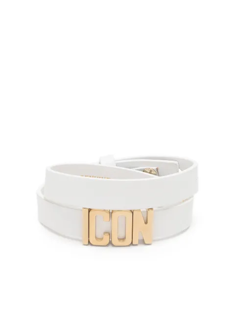 DSQUARED2 Icon wraparound leather bracelet White ARW009501500001