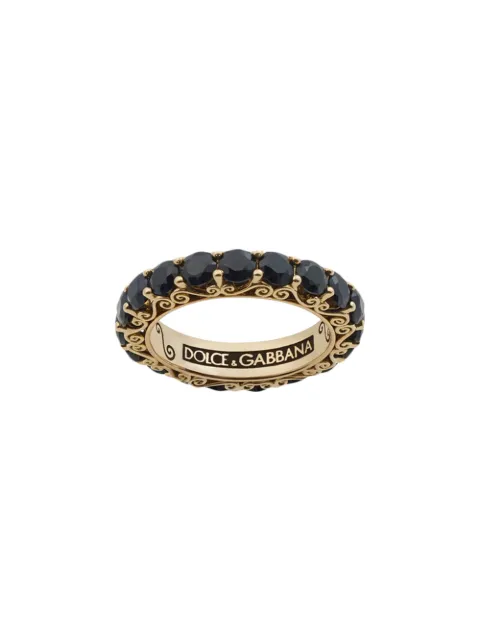 Dolce & Gabbana 18K yellow gold Sicily sapphire ring Black WRKS2GWSABK