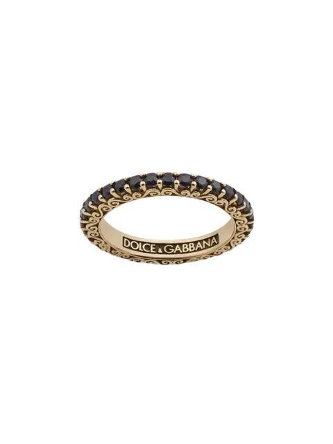 Dolce & Gabbana 18K yellow gold Sicily sapphire ring Black WRKS4GWSABK