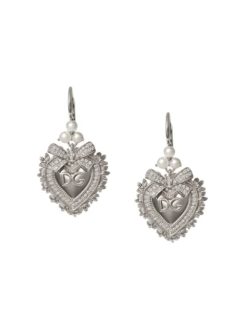 Dolce & Gabbana 18K white gold Devotion diamond and pearl earrings Silver WELD2GWDPW1