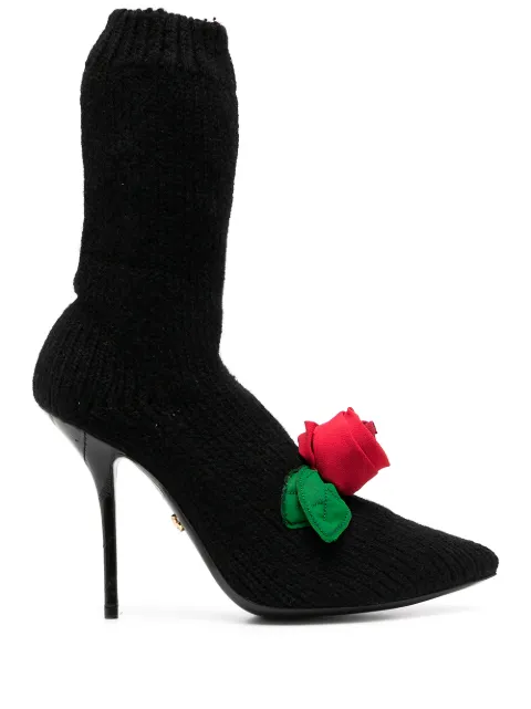 Dolce & Gabbana knitted style rose calf boots Black CT0728A8M54