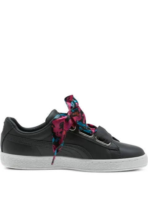 PUMA satin-bow leather sneakers Black 36964601