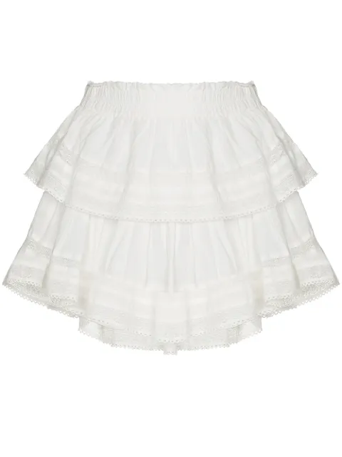 LoveShackFancy lace-trim cotton miniskirt White LS002289WILDFIELDVICTORIAN