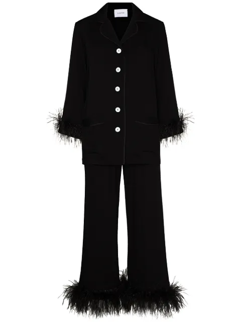 Sleeper feather detail pajama set Black SH2102P