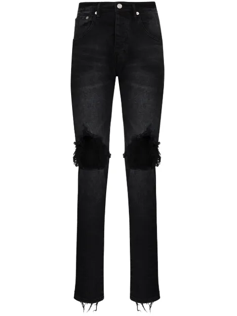 Purple Brand low-rise "Black Wash Blowout" slim jeans Black P002BLB