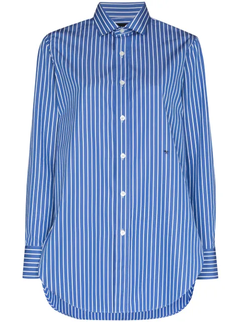 HommeGirls vertical-stripe cotton shirt Blue HGSH005BLUWHT