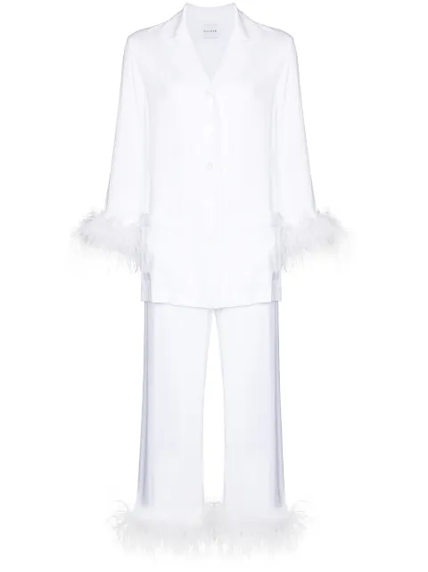 Sleeper feather-trim two-piece pyjama White SH2101P