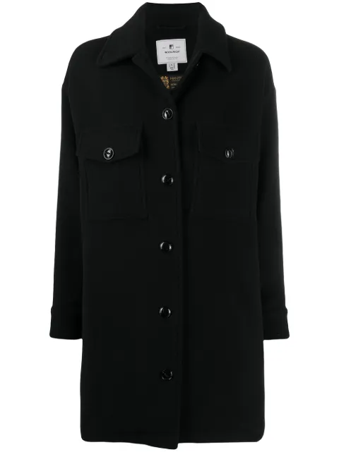Woolrich oversize fringe detail coat Black CFWWOS0032FRUT2458