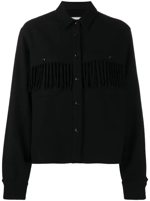 Woolrich fringed detail knitted shirt Black CFWWOS0026FRUT2378