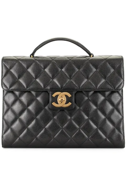 CHANEL Pre-Owned diamond quilted briefcase Black CIRCLER