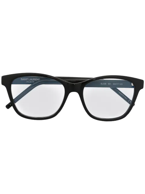 Saint Laurent Eyewear square-frame logo plaque glasses Black SL338