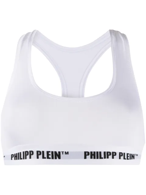 Philipp Plein logo band sports bra White PPCOWUZ0024PTE003N
