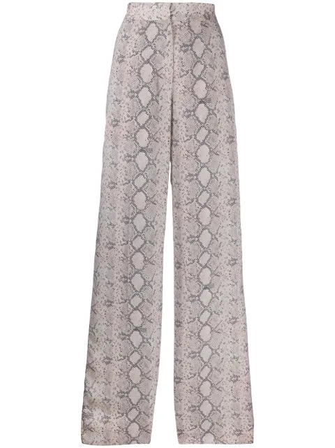 Rokh snakeskin print wide-leg trousers Neutrals R1CA22