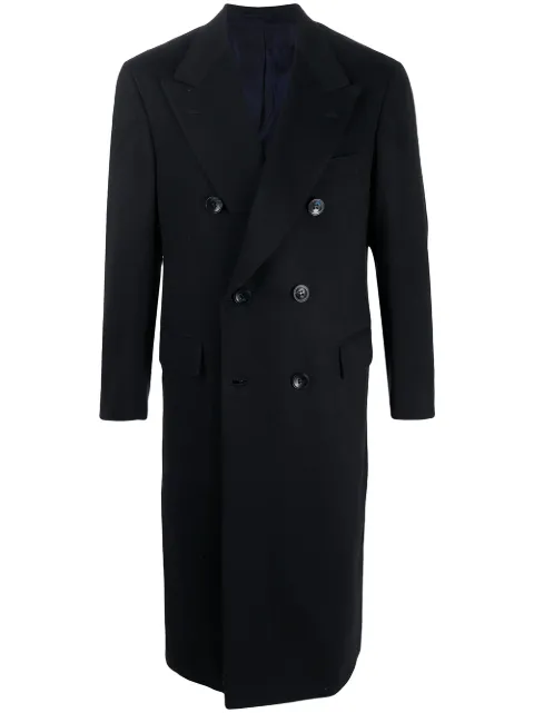 Kiton double breasted cashmere coat Blue US101K0114067
