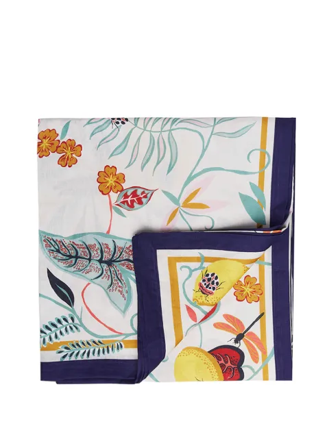 La DoubleJ floral-print linen tablecloth White TBC0002LIN001BOT0004