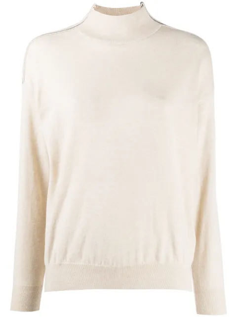 Brunello Cucinelli brass-embellished cashmere jumper Neutrals M2E811404C058