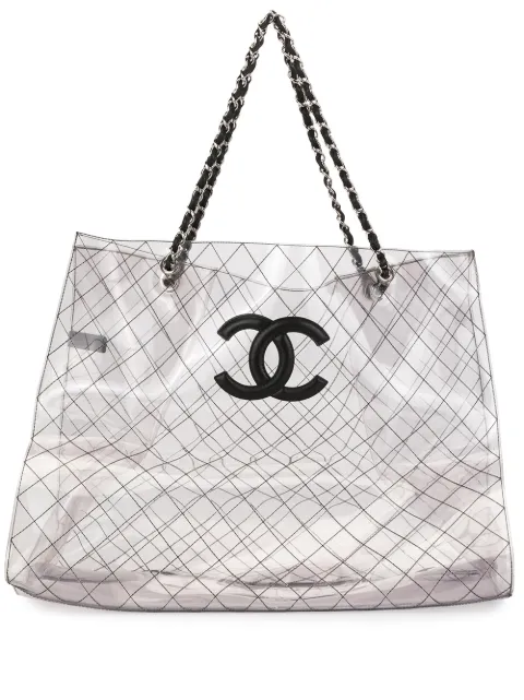 CHANEL Pre-Owned 2007-2008 CC Jumbo double chain tote bag Black 11058076