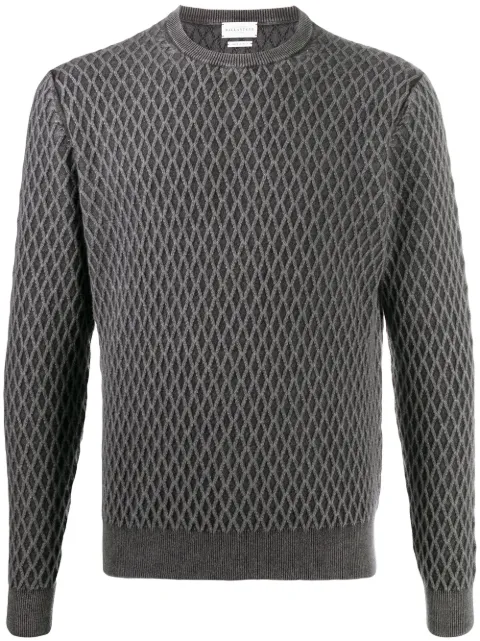 Ballantyne diamond lattice knit jumper Grey R2P00012W45