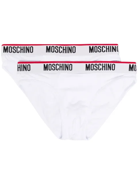 Moschino logo waistband briefs White A47528119
