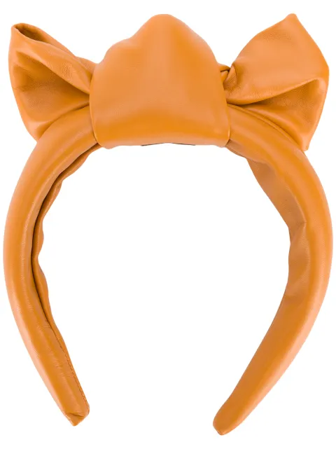 RED(V) bow-detail leather headband Brown QJ0B95MYC