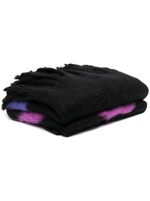 Off-White mohair fringed blanket Black OHZL009G20KNI0011068
